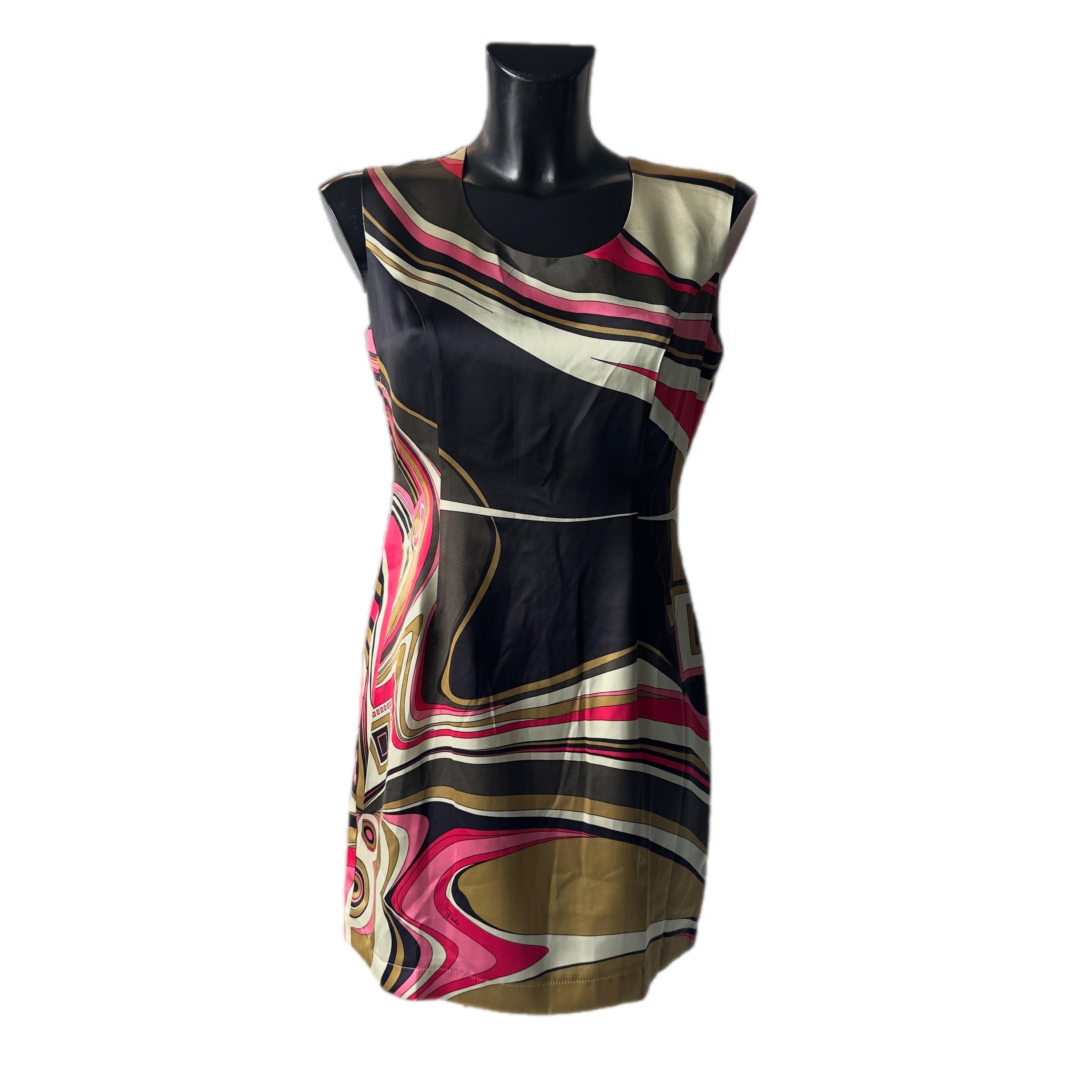 送料込/関税込■EMILIO PUCCI■プリントミニドレス エミリオ・プッチのマルチカラープリントのピュアシルクドレス