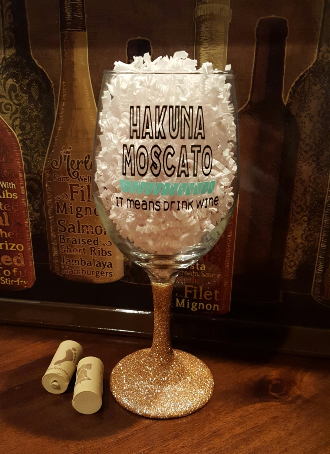 Hakuna Moscato Means Drink WineWine glass Barware Drink & Barware