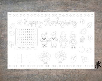 Download Free PRINTABLE: Thanksgiving Activity Sheet Mockup/Coloring Sheet/Placemat/11x17 PSD Template