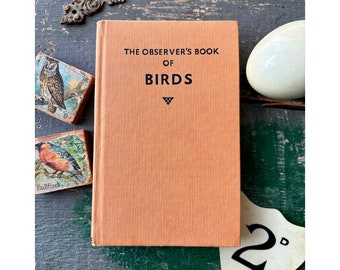 Vintage Observer's Book of Birds - small hardback orange book, 1950s