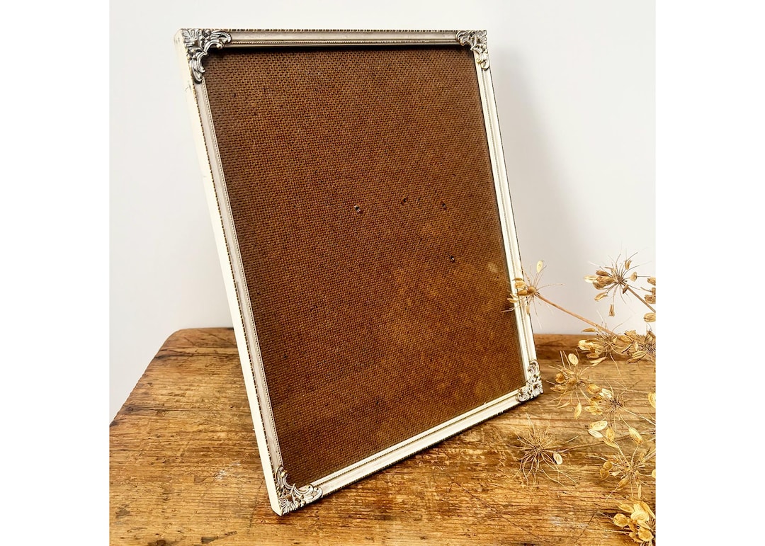Vintage Picture Frame - Large Rectangular White and Gold Frame With ...