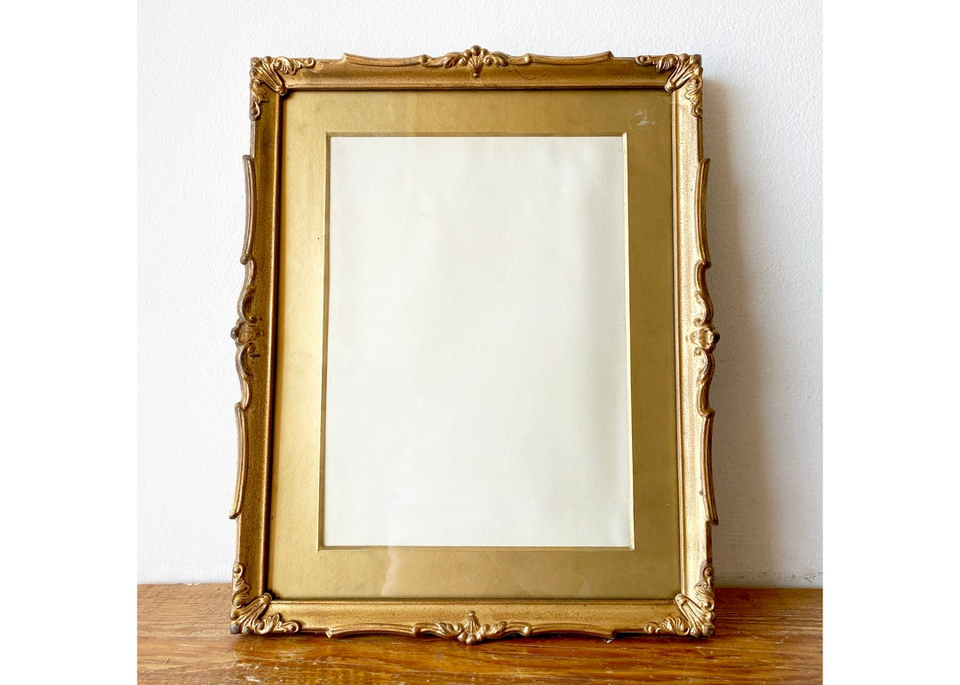 Antique Victorian Large Metal Picture Frame With Ornate Metal Corners