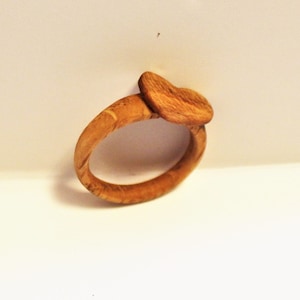 Heart Shaped Solid Wood Ring Organically Finished with Hard wax, Non-Metal Wooden Ring with Heart