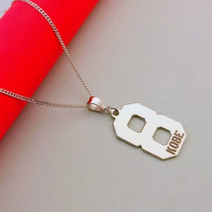 Sports Number Pendant: Sterling Silver Team Necklace, Coach Gift