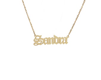 Old English Name Necklace Christmas Gift Gold necklace Gothic Name Necklace Name necklace Personalized Jewelry Black Friday Sale
