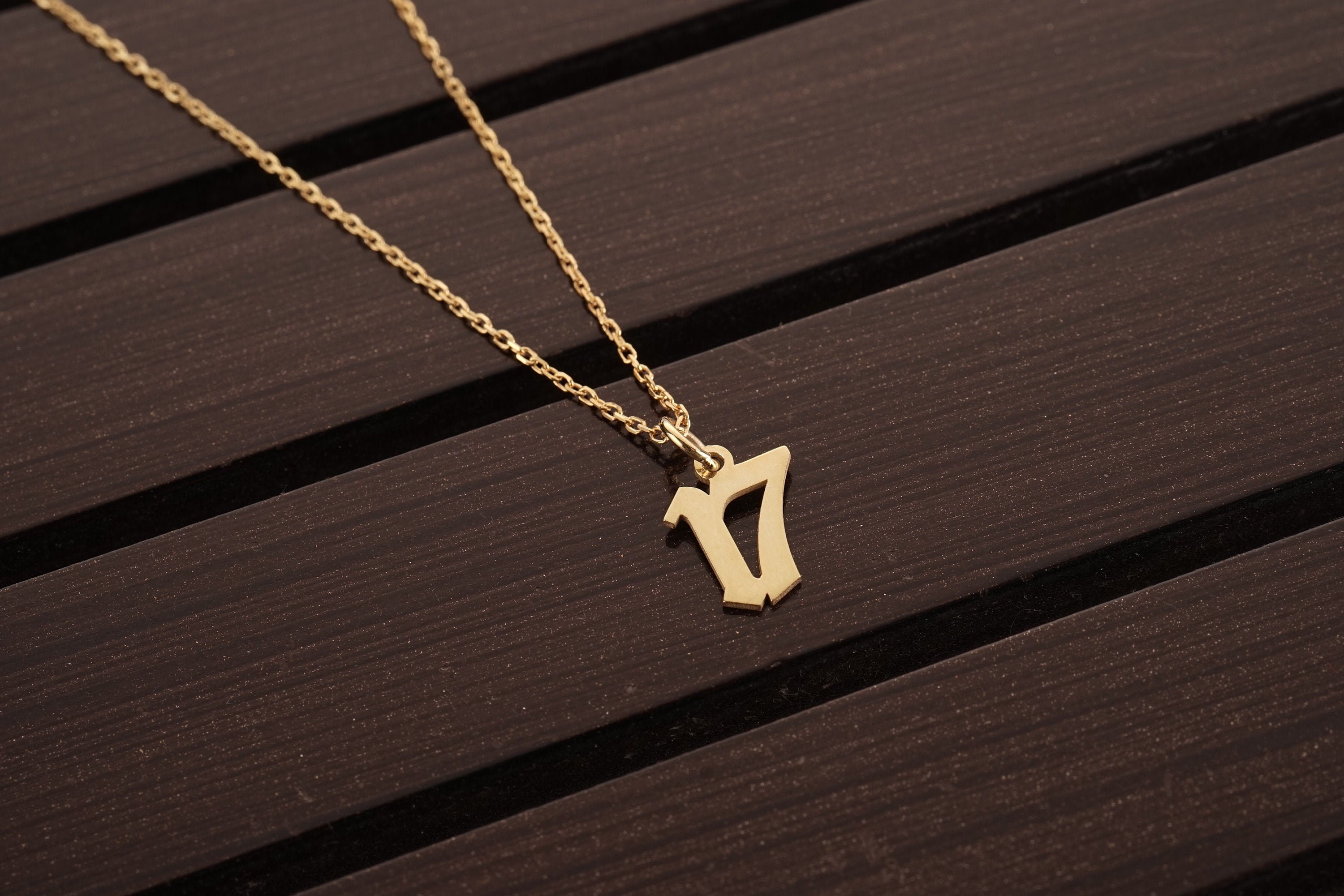 Number Necklace, Old English Number, Old English Letter Number Neckla…
