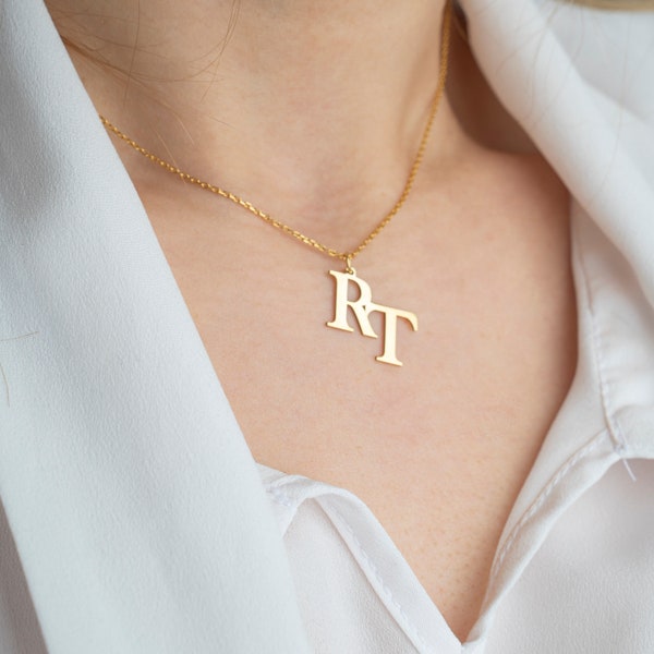 Custom Two Letter Necklace,Personalized Double Letter Pendant, Double Letter Necklace, Custom Couple Letter Initial Necklace christmas gifts