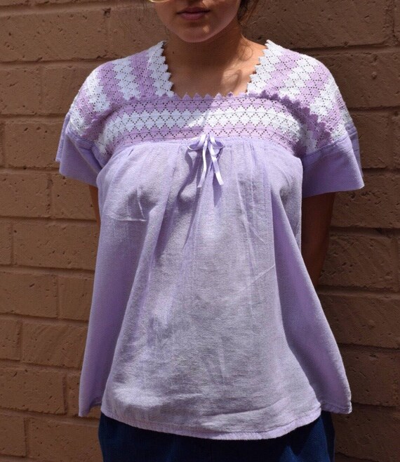 Sheer and Light Weight Vintage 70/'s 80/'s White Embroidered Cotton Gauze Mexican Shirt Small Medium