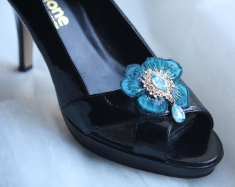 Fermagli per scarpe a forma di fiore con cristallo Swarovski