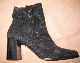 Snake Leather Ankle Boots