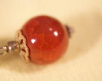 Silver Earrings with Red Crackle Agate