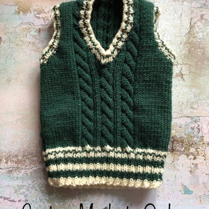 Custom made to order-handmade baby tank top with cable, 100% merino wool, 3-6 months