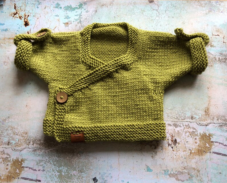 optional Beautiful handmade gift! 6-9 months Custom Made to Order- Merino Wool Baby Cardigan with Matching Headband for Mum