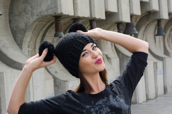 Cute Womens Winter Chunky Crochet Panda Bear Hat Beanie With Etsy