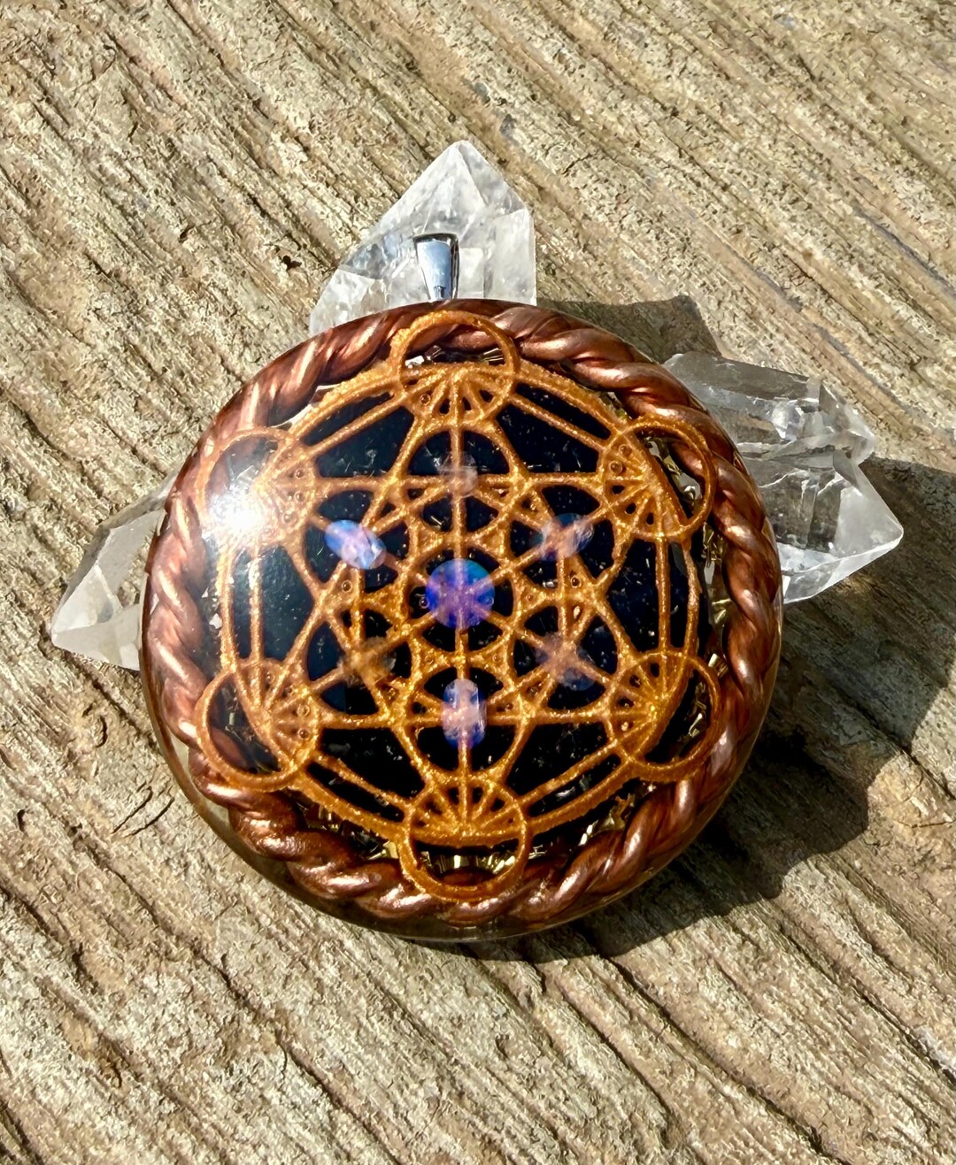 Protection Geometric Sacred Geometry and Tensor Ring Orgonite Protection Pendant - Metatron ...