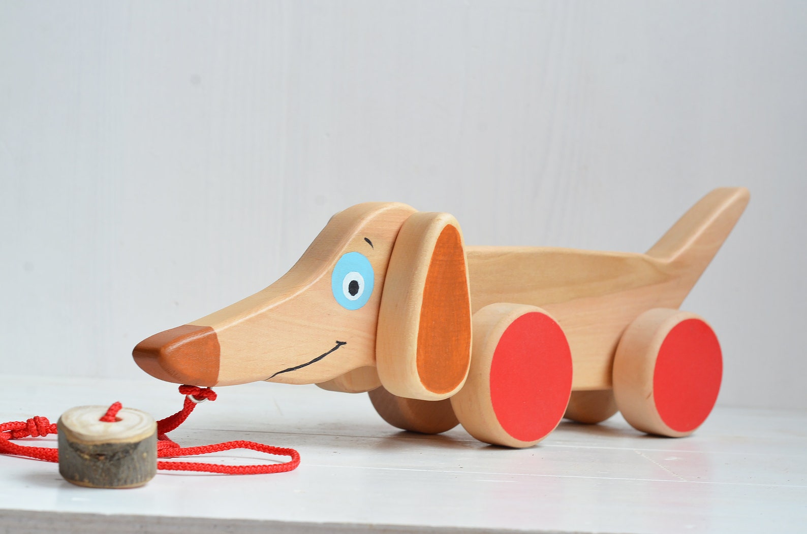 Sausage dog push and pull toy Wooden dog Wood toy animal Etsy
