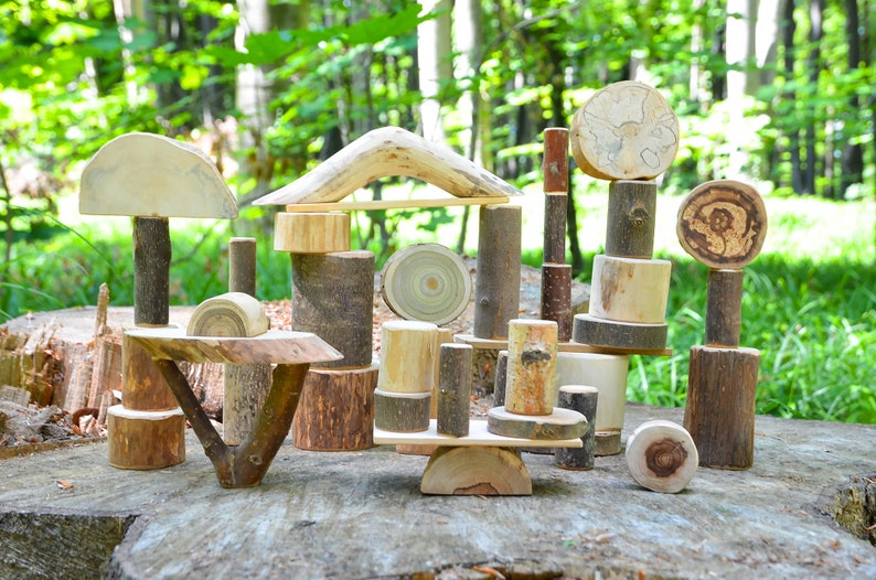Wooden Blocks Natural Wood 40 Building Blocks Tree Branch - Etsy