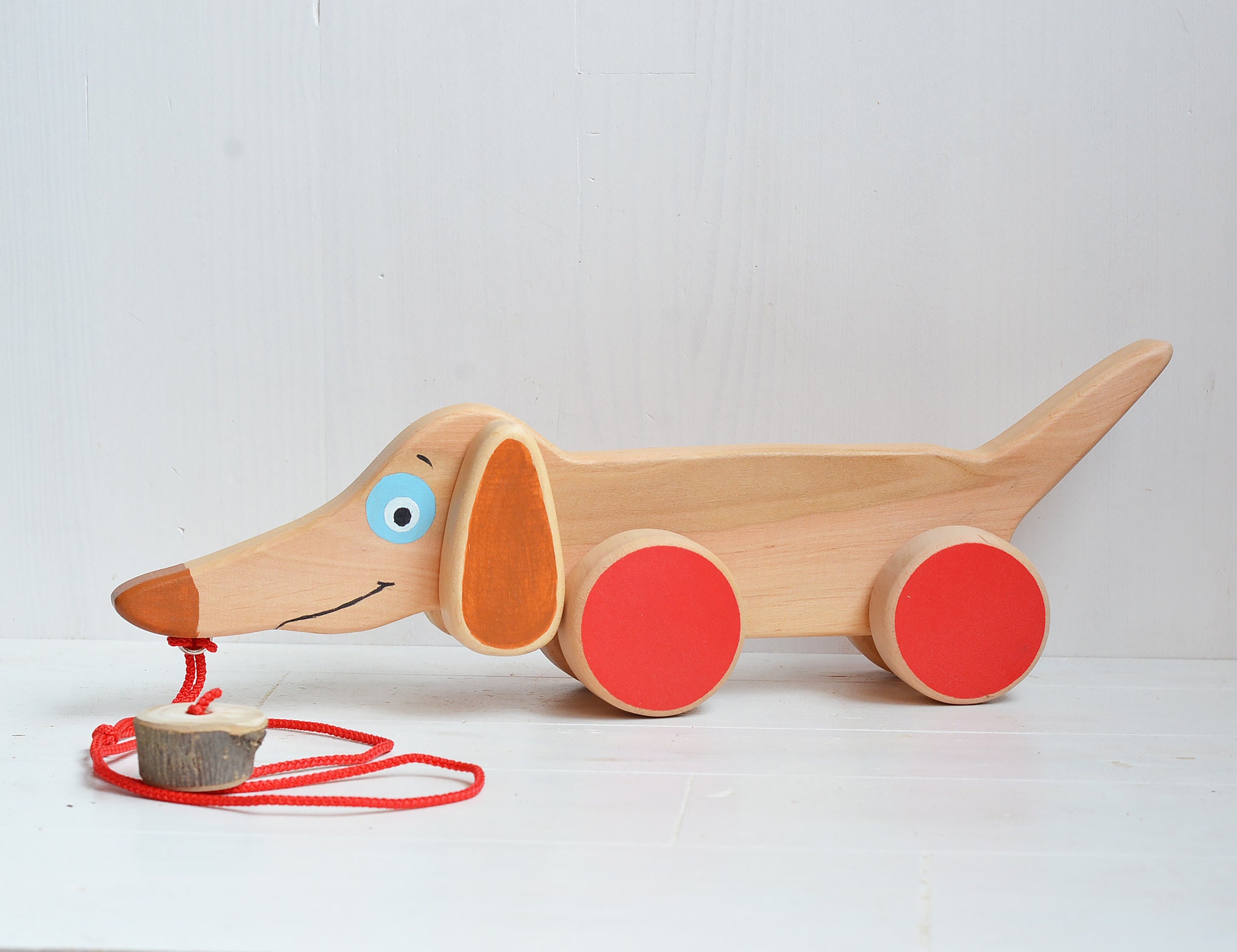 Sausage dog push and pull toy Wooden dog Wood toy animal Etsy
