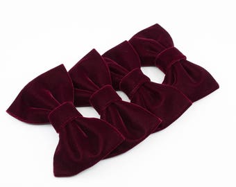 Bordeaux Velvet Bowtie: Burgundy Butterfly Bow Tie