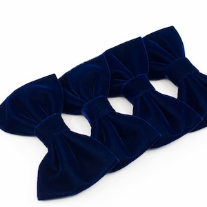 Navy Velvet Bow Tie: Adjustable Wedding Butterfly Bowtie