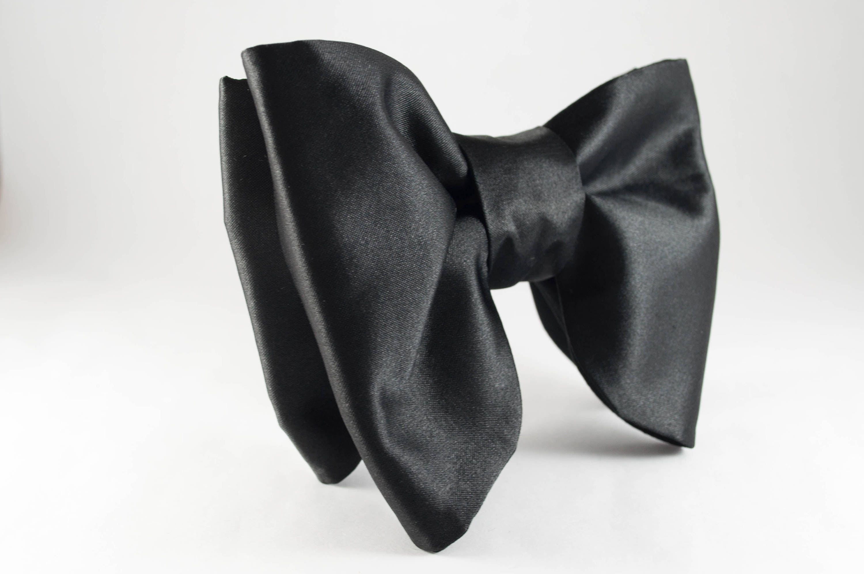 wedding Satin navy oversized butterfly bow tie and pocket sqare set for men bowtie prom 