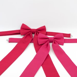 Mommy and me bows, Red and pink bow ties set
