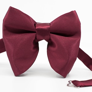 Burgundy gift, Dark Red bow tie, Red wine oversize tie