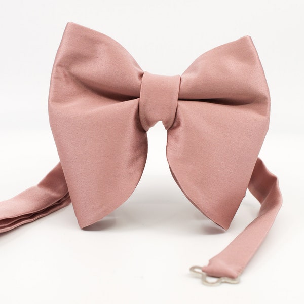 Rose gold bow tie, Big Bow tie, Dusty rose Butterfly bowtie