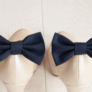 Navy Blue Satin Shoe Clips, Clips for Wedding Shoes, Bridal bows for Shoes