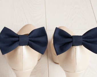 Fermagli per scarpe in raso blu navy: fiocchi per scarpe da sposa