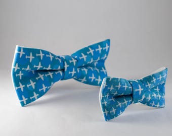 Mens Bow Tie Set, Blue BowTie, Airplane bow ties, Gift for pilot, Blue bow tie, Wedding bow tie, Traveler gift, Bow ties for men, Men bowtie