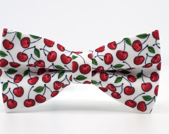 Cherry bow tie, Vegan gift, Red bow ties for Weddings