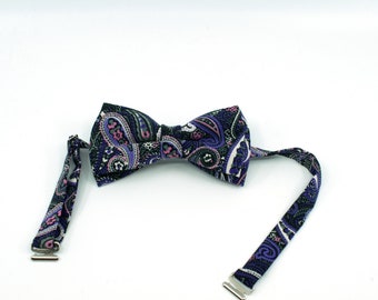 Pajarita de cachemira morada hecha a mano: corbata de boda ajustable