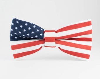 Handmade USA Flag Bowtie: Patriotic Pre-Tied Bowtie