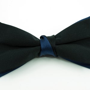 Navy Blue & Black Silk Bow Tie: Handmade Tuxedo Bowtie