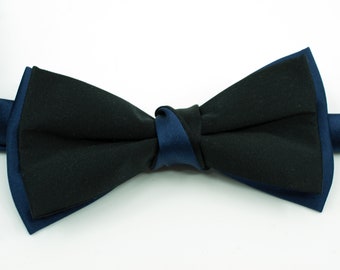 Tuxedo bow tie, Navy blue & Black bow tie for Weddings