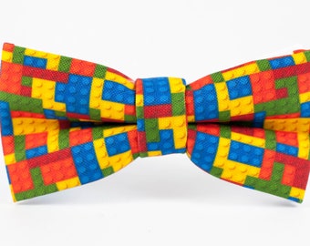 Handmade Toy Brick Bow Tie: Colorful Squares Pattern