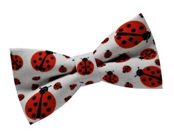 Ladybug Bow Tie: Red Insect Print, Rustic Wedding Bowtie