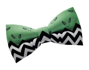 Summer bow tie Green bow tie Mens BowTie Bunny Bow Tie Unique gift Summer gift Groomsman Bow tie Rabbit bow tie Summer bunny Green bunny