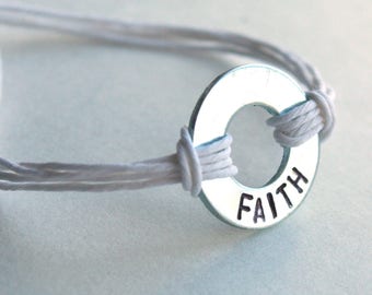 Mini Stamped Metal Washer/ Adjustable wristband engraved washer