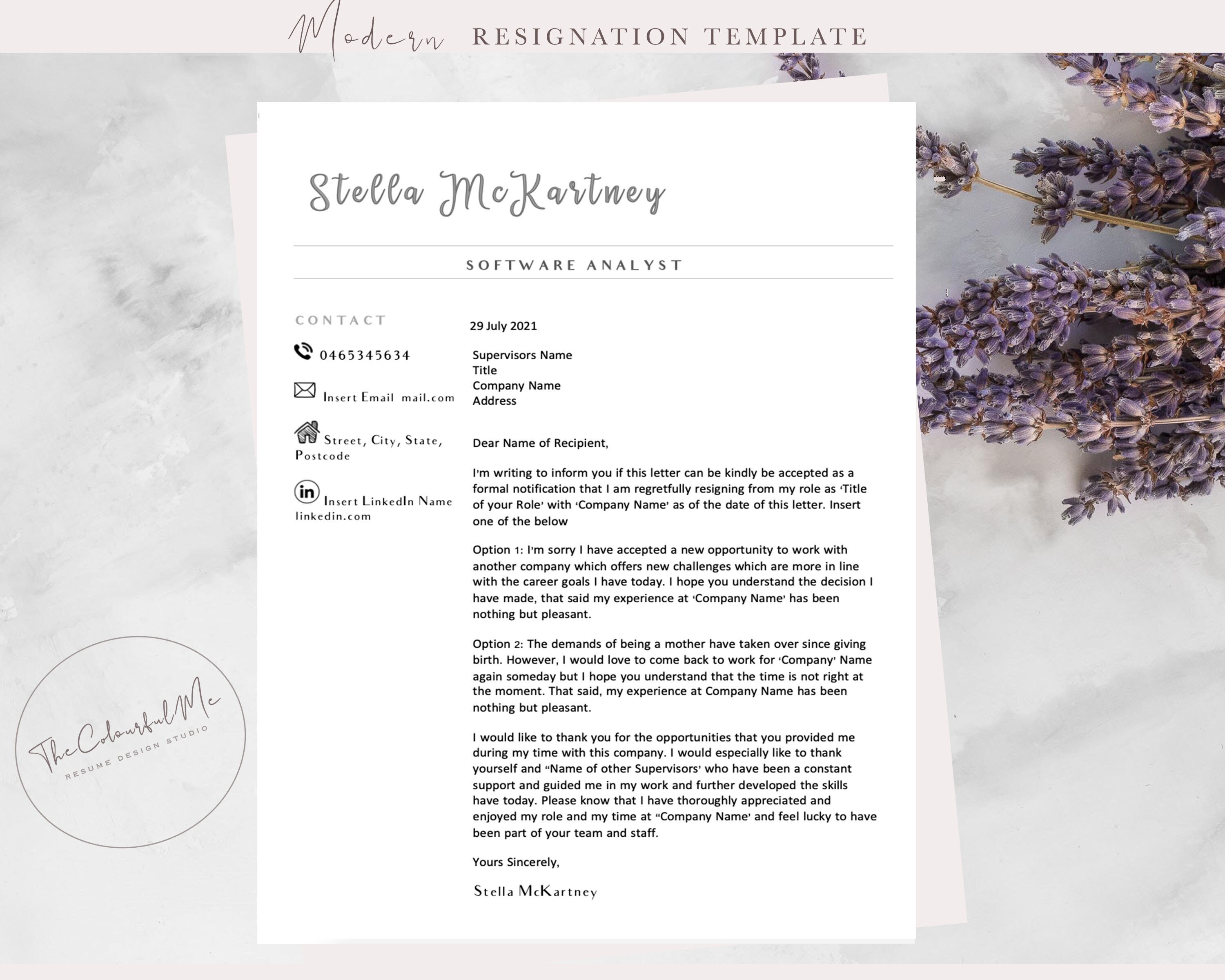 Resignation Letter Template Termination Letter Letter Of Etsy Singapore