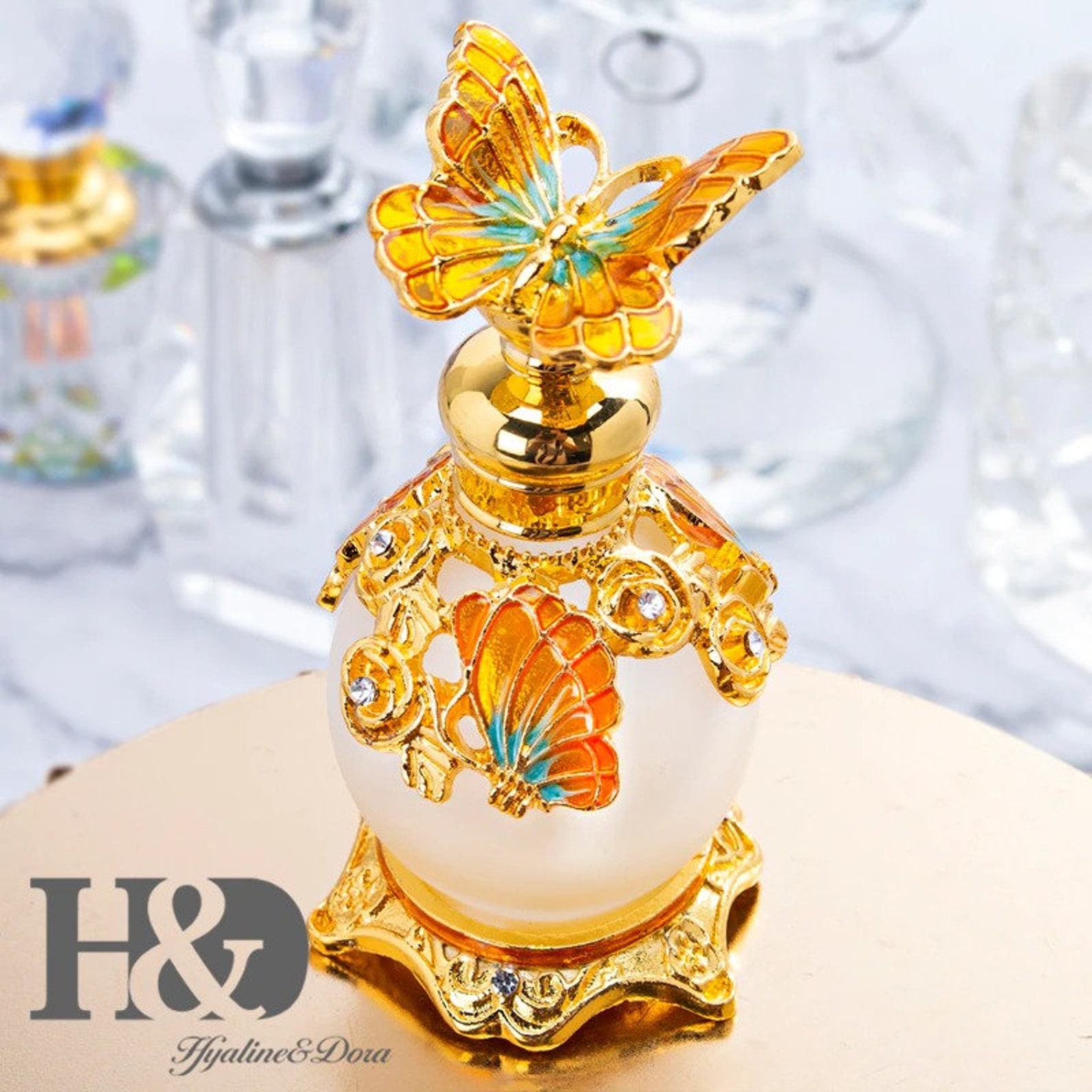 4 Color Gold Butterfly Perfume Bottle Retro Glass Empty Etsy