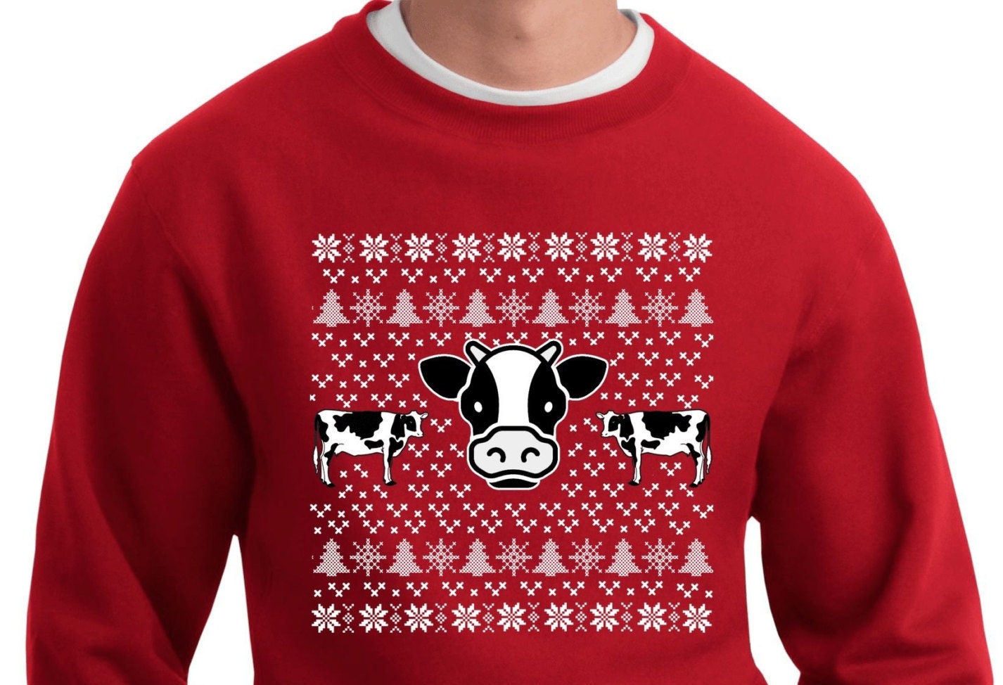 Cow Ugly Christmas Sweater Sweatshirt Etsy