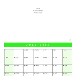 DIYフォトカレンダー2026、A4/A3サイズ印刷可能（デジタルダウンロード）