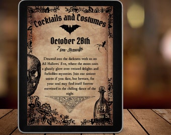 Halloween Party, Invitation, Digital Download, Digital File, Editable Template, Canva Template