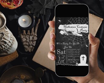 Halloween Party, Invitation, Digital Download, Digital File, Editable Template, Canva Template