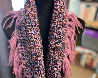 Crocheted cowl and shoulder scarf