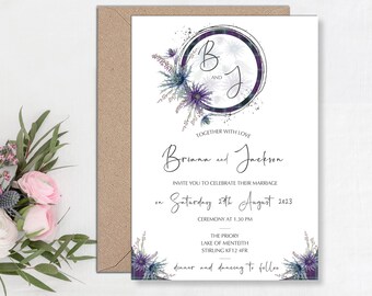 Simply Thistles Scottish Wedding Invitation spray, Scotland wedding, Modern tartan wedding stationery Simple Scottish wedding invitations