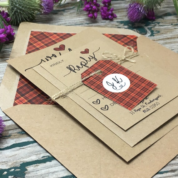 Scottish Tartan Wedding Invitations Red Tartan Wedding Etsy