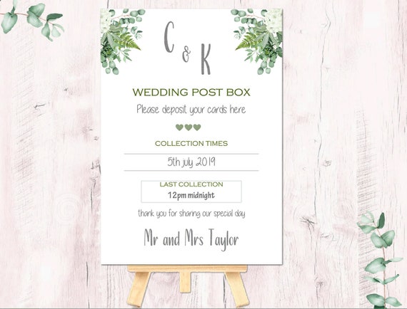 Post Box Wedding Reception Sign On The Day Wedding Etsy
